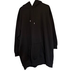 HM Basics Womens Oversized Hoodie Dress Black Long Sleeve Sweatshirt Size M